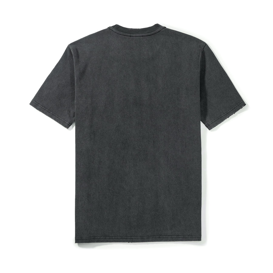 Acid wash black t-shirt on a white background