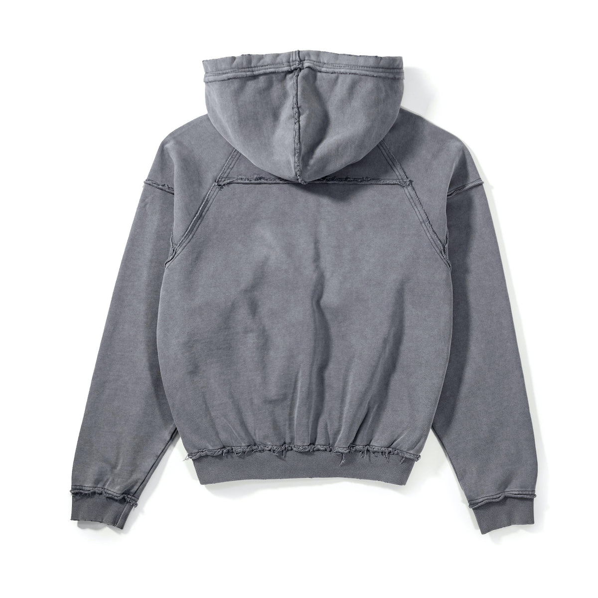 Grey hoodie with a hood on a white background