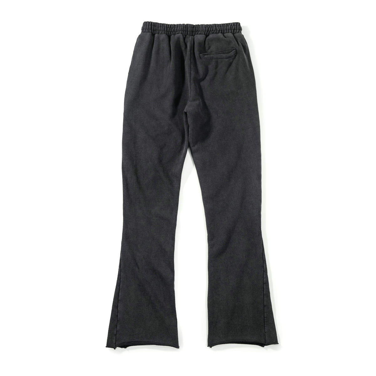 Acid wash black sweatpants on a white background