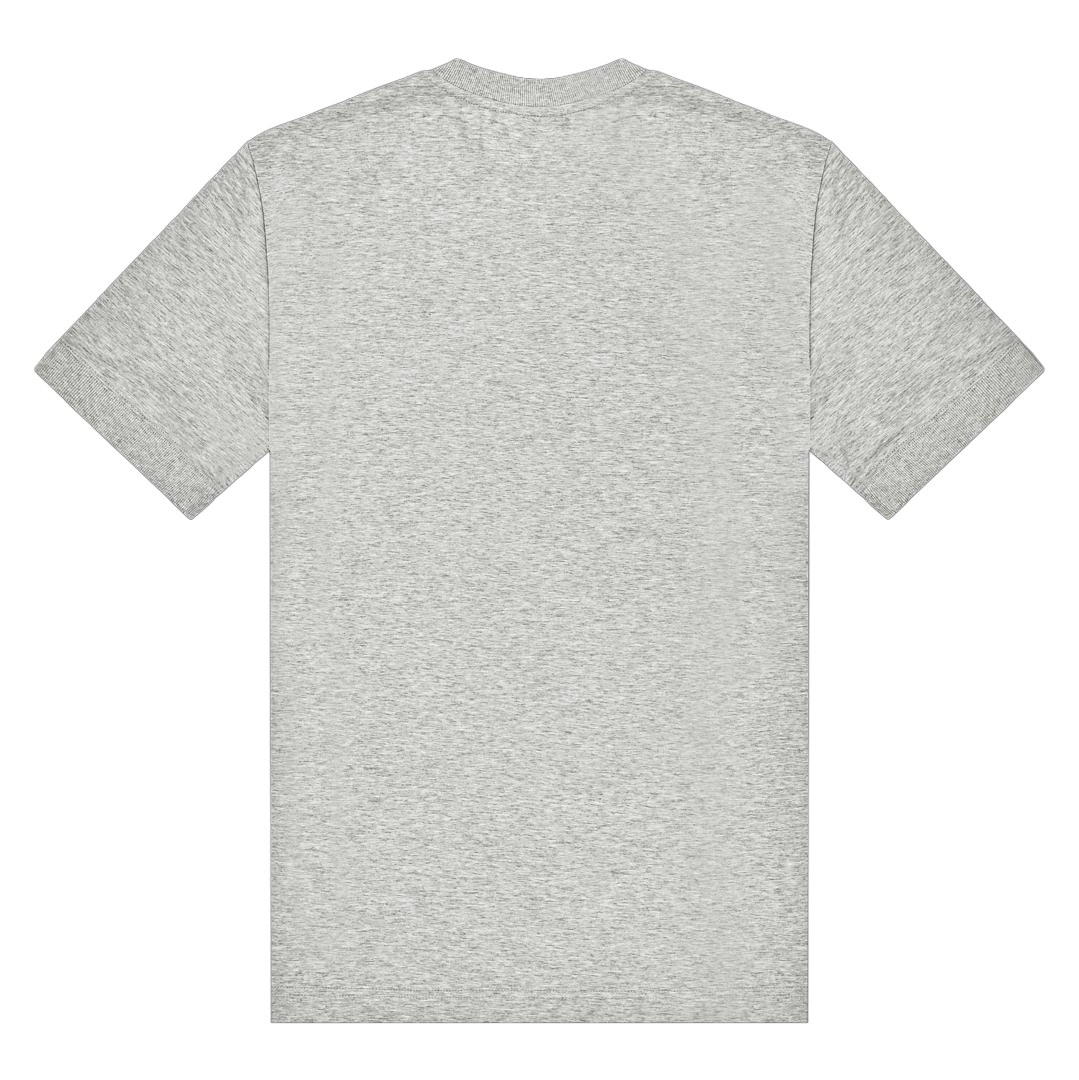 A light grey short-sleeve t-shirt shown from the back, laid flat against a solid white background.