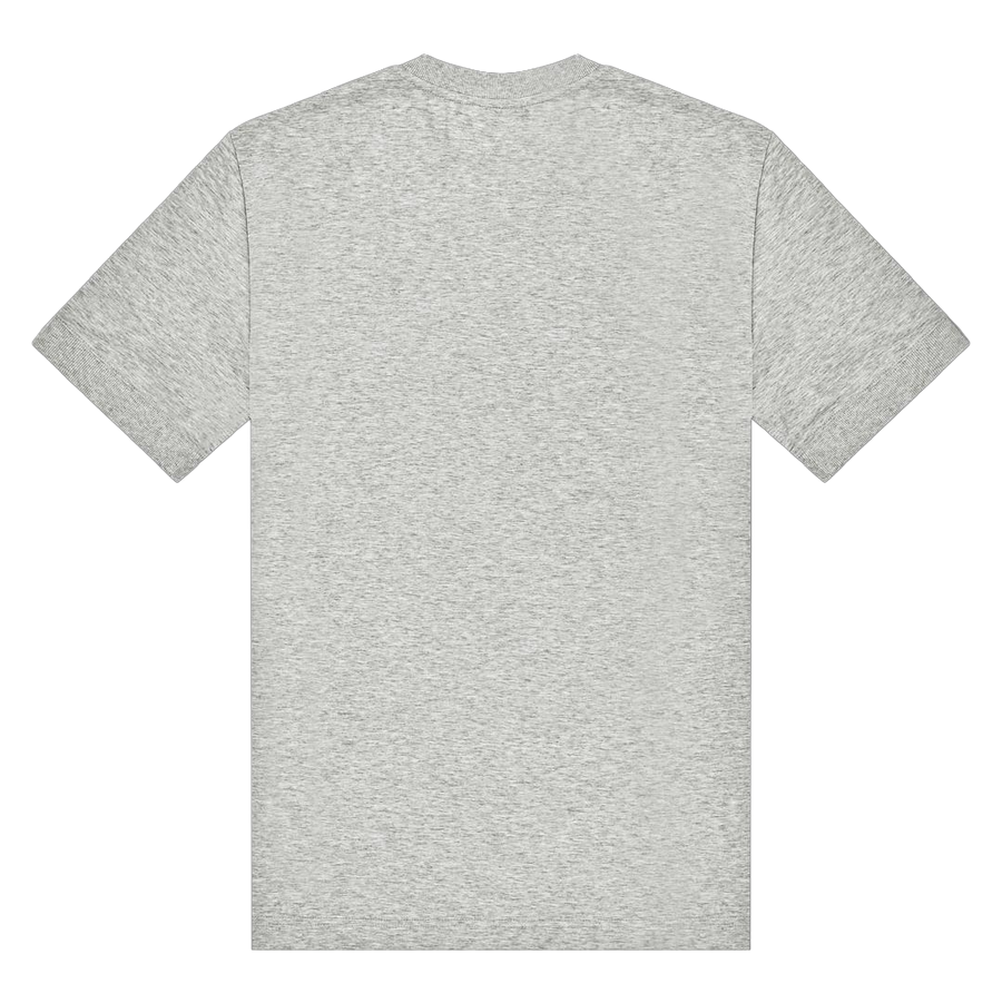 A light grey short-sleeve t-shirt shown from the back, laid flat against a solid white background.
